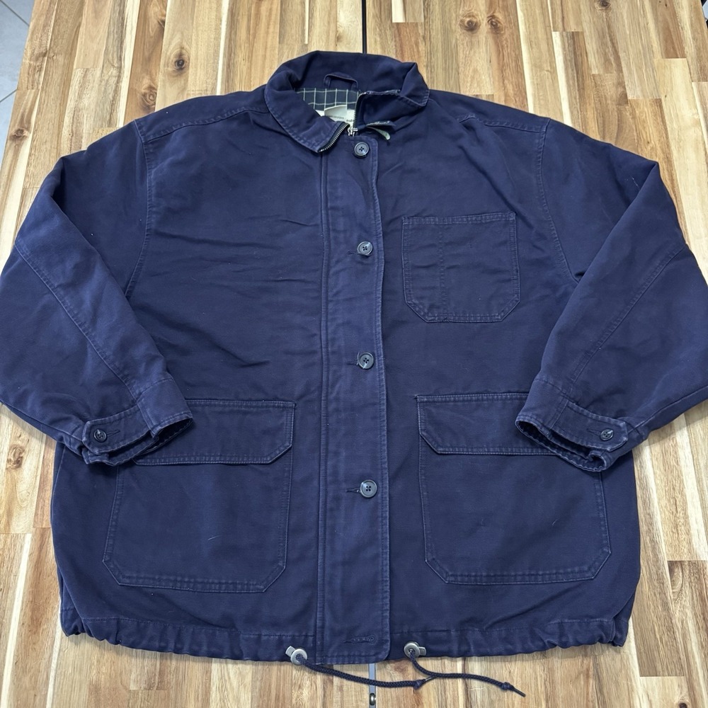 Vintage Eddie Bauer Chore Coat Womens L Blue Lined Field Jacket Outdoor 90s